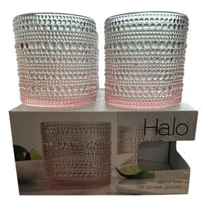 Halo Pink and Clear Rock Glasses Set of 4.